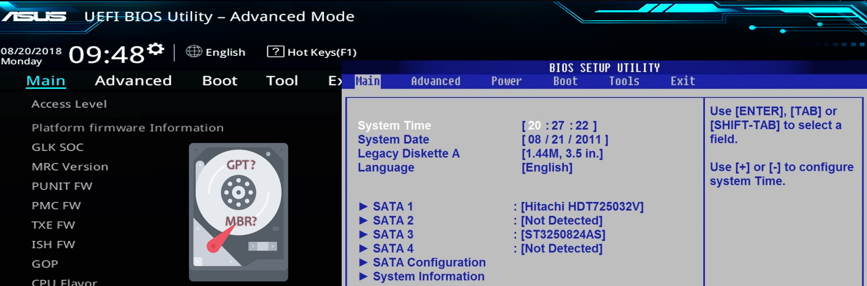 Logo GPT MBR UEFI BIOS